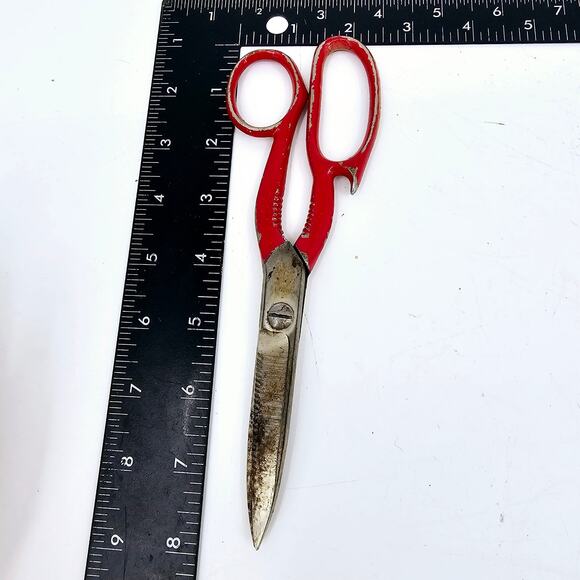 Vintage Multi Purpose Kitchen Shears Cutlery Red Handle Scissors Opener 8" *READ - Picture 5 of 6